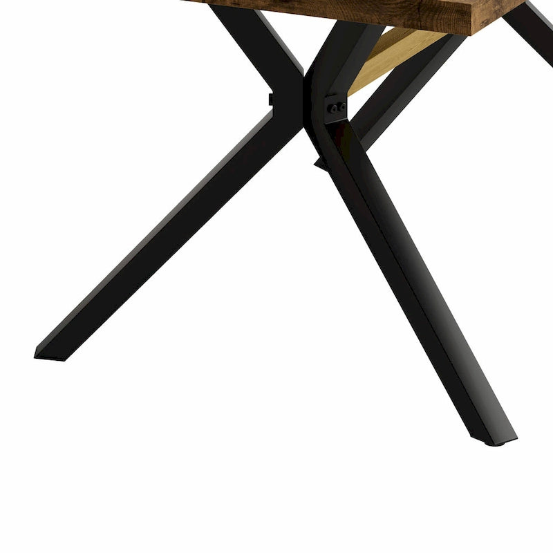 Table à manger rectangulaire extensible en MDF noir marron/gris avec pieds en croix en fer – Pour 4-6 personnes