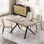 Table à manger rectangulaire extensible en MDF noir marron/gris avec pieds en croix en fer – Pour 4-6 personnes