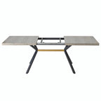 Table à manger rectangulaire extensible en MDF noir marron/gris avec pieds en croix en fer – Pour 4-6 personnes
