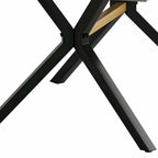 Table à manger rectangulaire extensible en MDF noir marron/gris avec pieds en croix en fer – Pour 4-6 personnes
