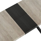Table à manger rectangulaire extensible en MDF noir marron/gris avec pieds en croix en fer – Pour 4-6 personnes