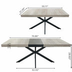 Table à manger rectangulaire extensible en MDF noir marron/gris avec pieds en croix en fer – Pour 4-6 personnes