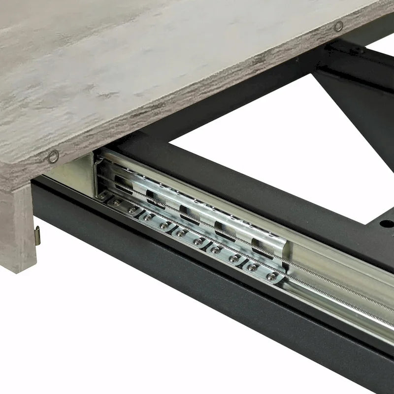 Table à manger rectangulaire extensible en MDF noir marron/gris avec pieds en croix en fer – Pour 4-6 personnes