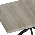 Table à manger rectangulaire extensible en MDF noir marron/gris avec pieds en croix en fer – Pour 4-6 personnes