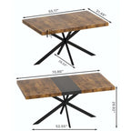 Table à manger rectangulaire extensible en MDF noir marron/gris avec pieds en croix en fer – Pour 4-6 personnes