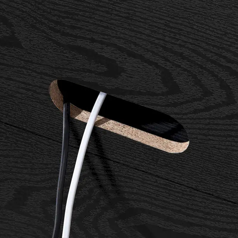 Meuble TV de transition en MDF avec finition grain noir / blanc / gris anthracite / chêne gris / aulne, 2 placards fermés, 6 étagères et quincaillerie en laiton – Convient aux téléviseurs jusqu'à 65 pouces