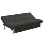 Futon de rangement capitonné en microfibre noir/gris/bleu avec dossier multi-positions et pieds chromés – Peut asseoir 2 à 3 personnes