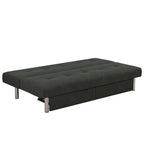 Futon de rangement capitonné en microfibre noir/gris/bleu avec dossier multi-positions et pieds chromés – Peut asseoir 2 à 3 personnes