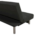 Futon de rangement capitonné en microfibre noir/gris/bleu avec dossier multi-positions et pieds chromés – Peut asseoir 2 à 3 personnes