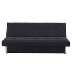 Futon de rangement capitonné en microfibre noir/gris/bleu avec dossier multi-positions et pieds chromés – Peut asseoir 2 à 3 personnes