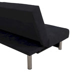 Futon de rangement capitonné en microfibre noir/gris/bleu avec dossier multi-positions et pieds chromés – Peut asseoir 2 à 3 personnes