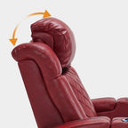Fauteuil inclinable électrique en cuir respirant Bourgogne / Beige / Noir avec appuie-tête réglable, éclairage LED et port USB – Monoplace