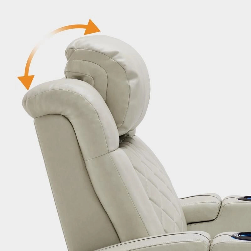 Fauteuil inclinable électrique en cuir respirant Bourgogne / Beige / Noir avec appuie-tête réglable, éclairage LED et port USB – Monoplace