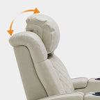Fauteuil inclinable électrique en cuir respirant Bourgogne / Beige / Noir avec appuie-tête réglable, éclairage LED et port USB – Monoplace