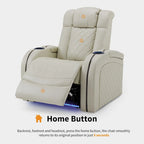 Fauteuil inclinable électrique en cuir respirant Bourgogne / Beige / Noir avec appuie-tête réglable, éclairage LED et port USB – Monoplace