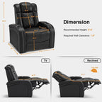 Fauteuil inclinable électrique en cuir respirant Bourgogne / Beige / Noir avec appuie-tête réglable, éclairage LED et port USB – Monoplace