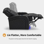 Fauteuil inclinable électrique en cuir respirant Bourgogne / Beige / Noir avec appuie-tête réglable, éclairage LED et port USB – Monoplace