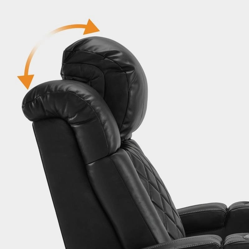 Fauteuil inclinable électrique en cuir respirant Bourgogne / Beige / Noir avec appuie-tête réglable, éclairage LED et port USB – Monoplace