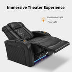 Fauteuil inclinable électrique en cuir respirant Bourgogne / Beige / Noir avec appuie-tête réglable, éclairage LED et port USB – Monoplace