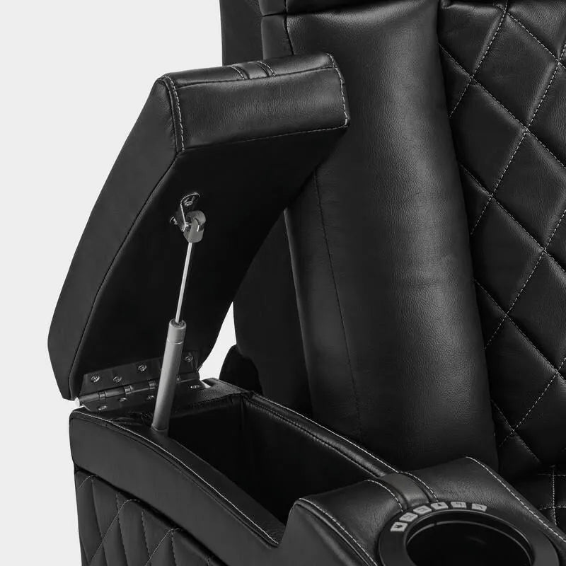 Fauteuil inclinable électrique en cuir respirant Bourgogne / Beige / Noir avec appuie-tête réglable, éclairage LED et port USB – Monoplace