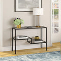 Console en acier moderne bronze noirci / laiton / nickel satiné avec plateau en verre trempé et étagère à 2 niveaux – Unité unique