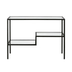 Console en acier moderne bronze noirci / laiton / nickel satiné avec plateau en verre trempé et étagère à 2 niveaux – Unité unique
