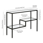 Console en acier moderne bronze noirci / laiton / nickel satiné avec plateau en verre trempé et étagère à 2 niveaux – Unité unique