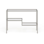 Console en acier moderne bronze noirci / laiton / nickel satiné avec plateau en verre trempé et étagère à 2 niveaux – Unité unique