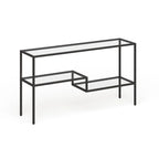 Console en acier moderne bronze noirci / laiton / nickel satiné avec plateau en verre trempé et étagère à 2 niveaux – Unité unique