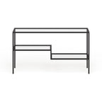 Console en acier moderne bronze noirci / laiton / nickel satiné avec plateau en verre trempé et étagère à 2 niveaux – Unité unique