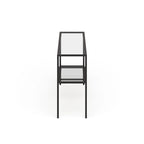 Console en acier moderne bronze noirci / laiton / nickel satiné avec plateau en verre trempé et étagère à 2 niveaux – Unité unique
