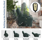 Fauteuil inclinable de massage électrique en polyester vert / marron / bleu marine / gris / beige avec porte-gobelets et télécommande sans fil – Monoplace