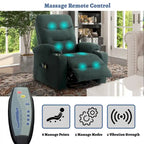 Fauteuil inclinable de massage électrique en polyester vert / marron / bleu marine / gris / beige avec porte-gobelets et télécommande sans fil – Monoplace