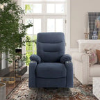 Fauteuil inclinable de massage électrique en polyester vert / marron / bleu marine / gris / beige avec porte-gobelets et télécommande sans fil – Monoplace