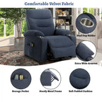 Fauteuil inclinable de massage électrique en polyester vert / marron / bleu marine / gris / beige avec porte-gobelets et télécommande sans fil – Monoplace
