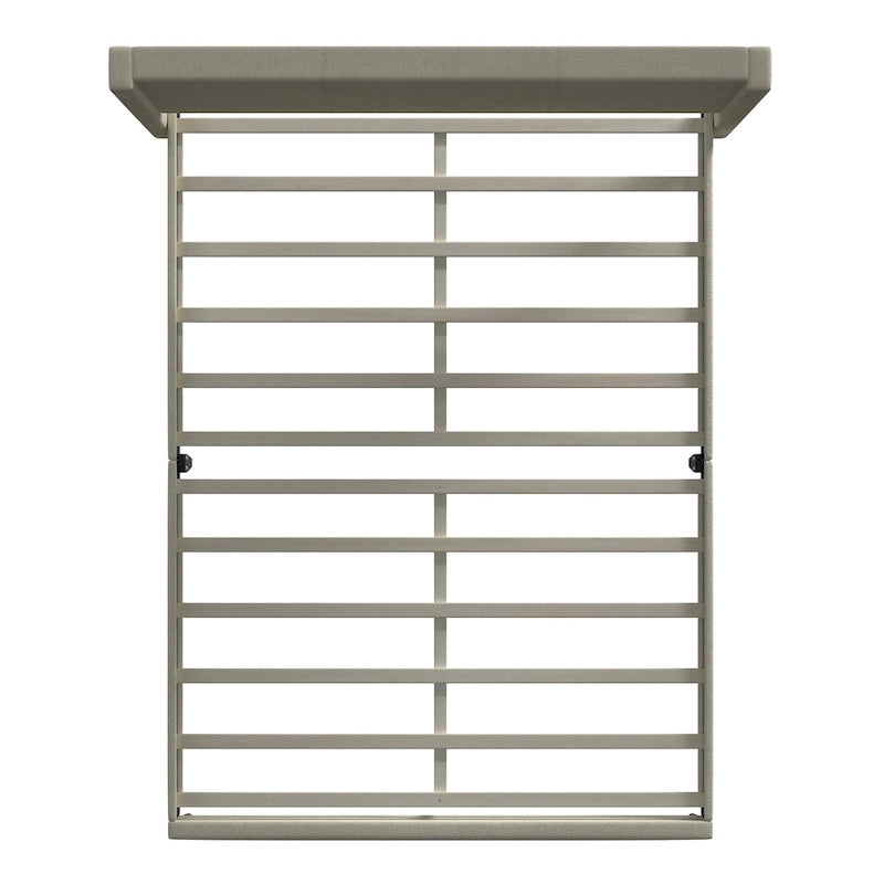 Lit plateforme rembourré beige / gris / pierre avec tête de lit capitonnée à oreilles – Queen / King / California King