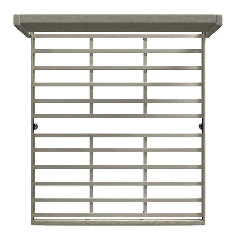 Lit plateforme rembourré beige / gris / pierre avec tête de lit capitonnée à oreilles – Queen / King / California King