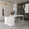 Bureau d'ordinateur d'angle blanc / noir avec 1 tiroir et étagère de rangement ouverte – Unité unique