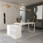 Bureau d'ordinateur d'angle blanc / noir avec 1 tiroir et étagère de rangement ouverte – Unité unique