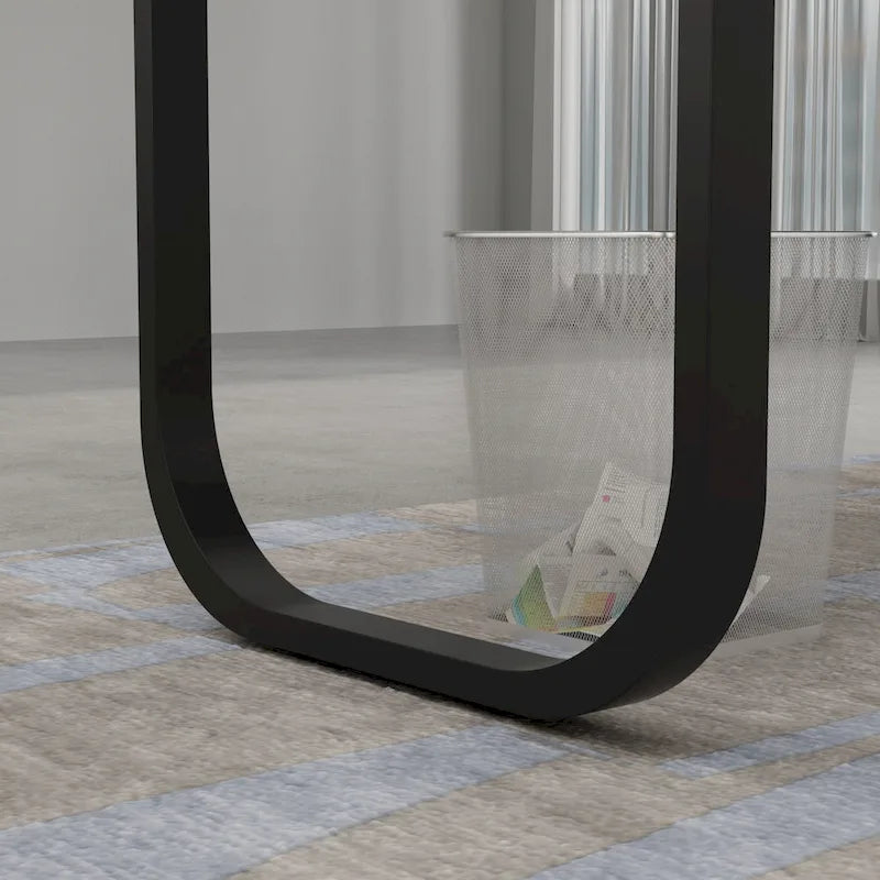 Bureau d'ordinateur d'angle blanc / noir avec 1 tiroir et étagère de rangement ouverte – Unité unique