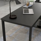 Bureau d'ordinateur d'angle blanc / noir avec 1 tiroir et étagère de rangement ouverte – Unité unique