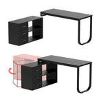 Bureau d'ordinateur d'angle blanc / noir avec 1 tiroir et étagère de rangement ouverte – Unité unique