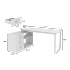 Bureau d'ordinateur d'angle blanc / noir avec 1 tiroir et étagère de rangement ouverte – Unité unique