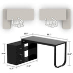Bureau d'ordinateur d'angle blanc / noir avec 1 tiroir et étagère de rangement ouverte – Unité unique