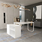 Bureau d'ordinateur d'angle blanc / noir avec 1 tiroir et étagère de rangement ouverte – Unité unique