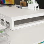 Bureau d'ordinateur d'angle blanc / noir avec 1 tiroir et étagère de rangement ouverte – Unité unique