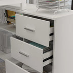 Bureau d'ordinateur d'angle blanc / noir avec 1 tiroir et étagère de rangement ouverte – Unité unique