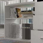 Bureau d'ordinateur d'angle blanc / noir avec 1 tiroir et étagère de rangement ouverte – Unité unique