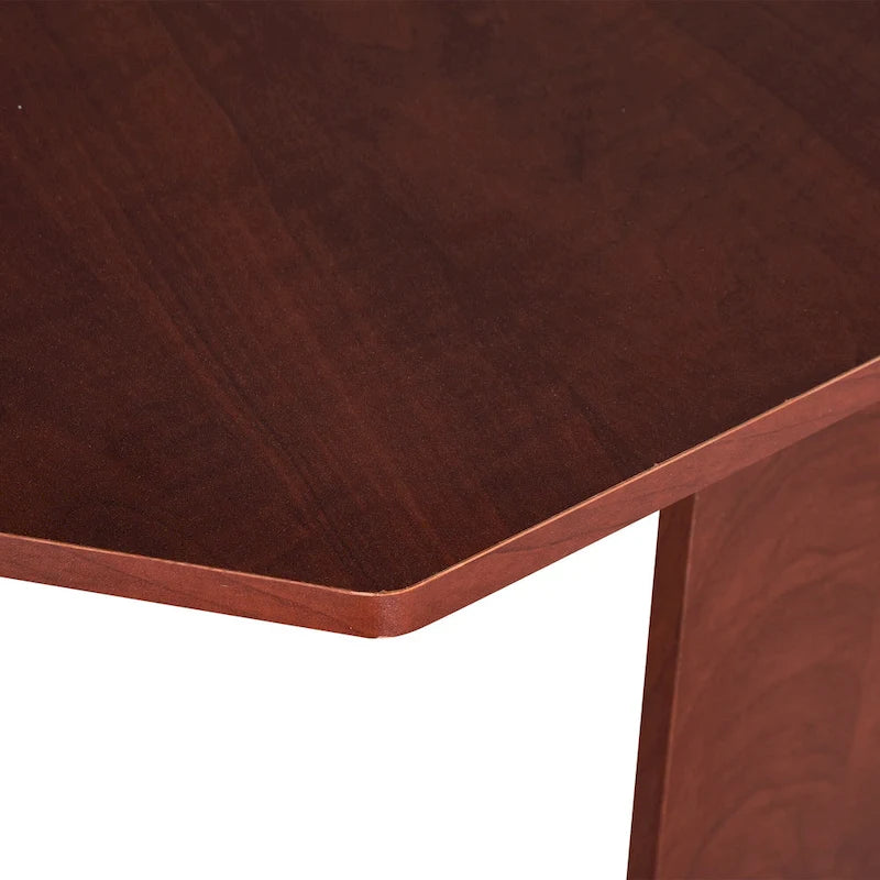 Bureau d'angle d'ordinateur en L, cerisier/noir, avec meuble imprimante et tiroir coulissant – Unité individuelle