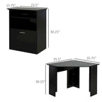 Bureau d'angle d'ordinateur en L, cerisier/noir, avec meuble imprimante et tiroir coulissant – Unité individuelle